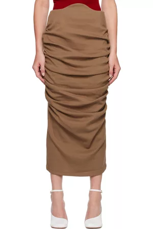 SELASI Women Maxi Skirts - Brown Ruched Maxi Skirt