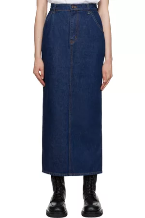 MAGDA BUTRYM Women Maxi Skirts - Blue Vented Denim Maxi Skirt