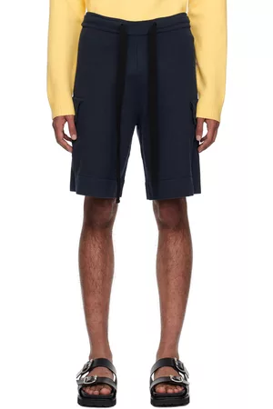 Jil Sander Men Shorts - Navy Drawstring Shorts