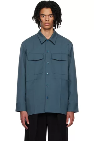 Jil Sander Men Shirts - Blue Flap Pocket Shirt