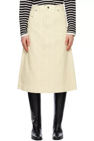 Khaite Women Midi Skirts - Off-White 'The Caroline' Denim Midi Skirt