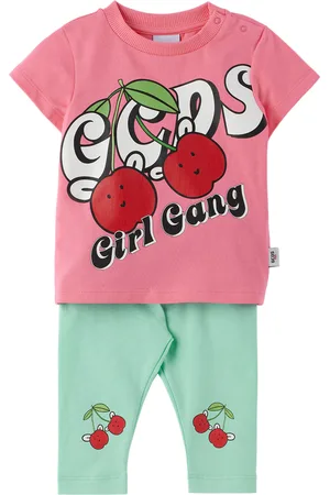 GCDS Baby Pink & Blue Graphic T-Shirt & Leggings Set