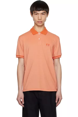 C.P. Company Men Polo Shirts - Orange Garment-Dyed Polo