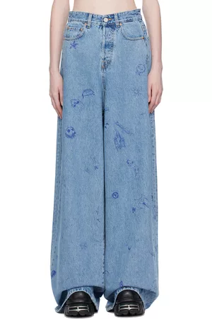 Vetements Women Jeans - Blue Scribbled Jeans