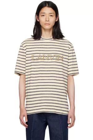 Lanvin Men T-shirts - Beige Striped T-Shirt