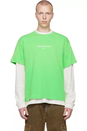 Guess Men T-shirts - Green Faded T-Shirt