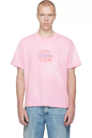 Guess Men T-shirts - Pink Faded T-Shirt