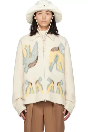Jil Sander Men Jackets - Beige Spread Collar Jacket