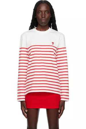 Ami Women Long Sleeve - White & Red Ami de Cœur Long Sleeve T-Shirt