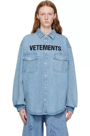 Vetements Women Denim - Blue Faded Denim Shirt