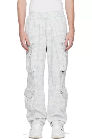 Givenchy Men Cargo Pants - White & Gray Printed Cargo Pants
