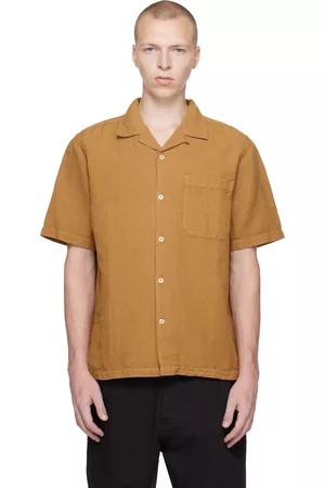 Universal Works Men Shirts - Brown Camp Shirt