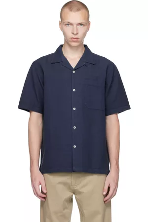 Universal Works Men Shirts - Navy Camp Shirt