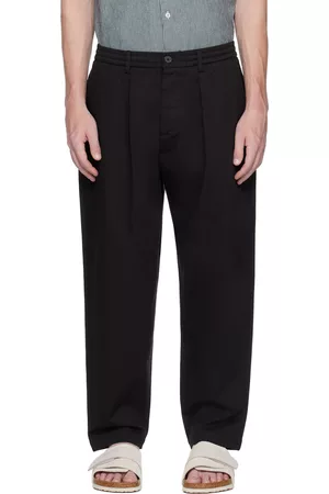 Universal Works Men Pants - Black Pleated Trousers