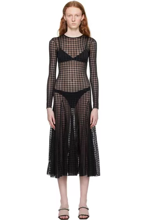 Ami Women Midi Dresses - Black Gingham Midi Dress