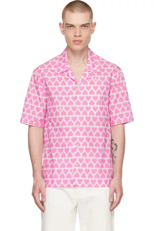 Ami Men Shirts - Pink & White Printed Shirt