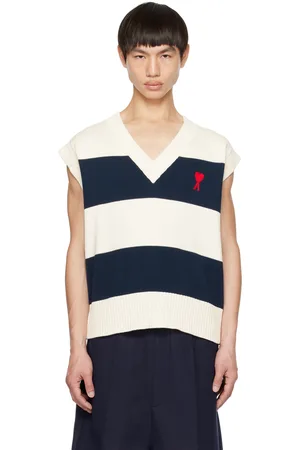 Ami Navy & Off-White Ami de Cœur Vest