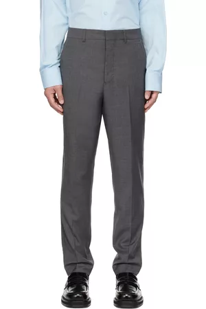 Ami Men Pants - Gray Carrot Fit Trousers