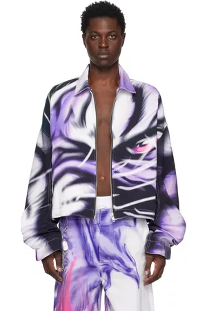 Gerrit Jacob Men Denim Jackets - Purple Printed Denim Jacket