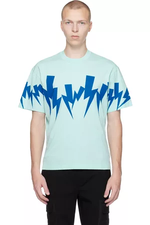 Neil Barrett Men T-shirts - Blue Jumbled Bolt T-Shirt