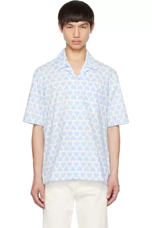 Ami Men Shirts - Blue & White Camp Collar Shirt