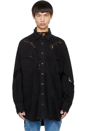 MUGLER Black Oversized Denim Jacket