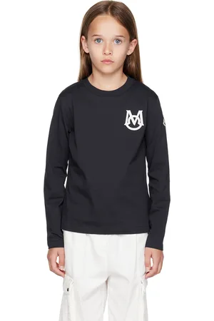Moncler Kids Navy Embroidered Long Sleeve T-Shirt