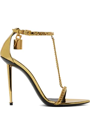 Tom Ford Gold Laminated Heeled Sandals