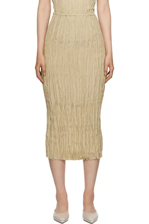 Totême Beige Crinkled Midi Skirt