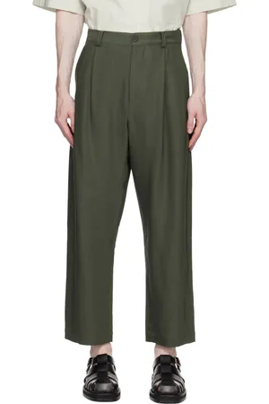 STUDIO NICHOLSON Khaki Tuck Trousers