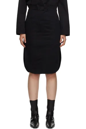 Totême Black Curved Hem Midi Skirt