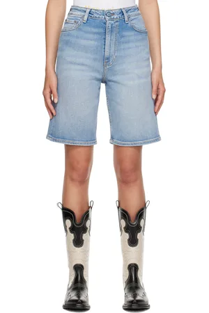 Ganni Blue Faded Denim Shorts