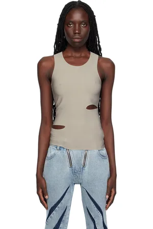 DION LEE Gray Slit Tank Top