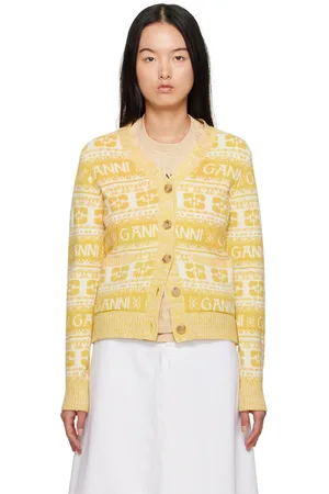 Ganni Yellow Button Cardigan