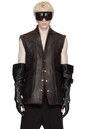 Rick Owens Brown Fogpocket Shearling Vest