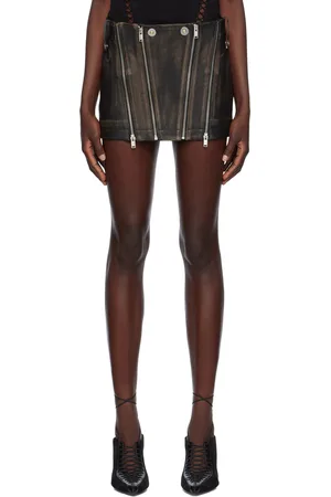 DION LEE Black Zip Leather Miniskirt