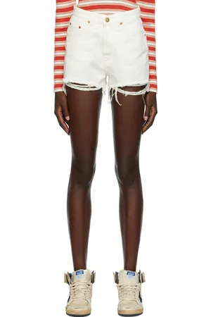 Golden Goose White Frayed Denim Shorts