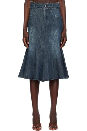Miaou Blue Gaudi Denim Midi Skirt