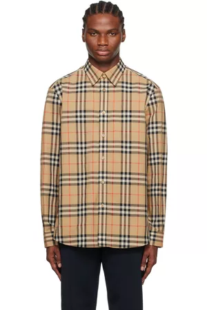 Polka Dot Checked Silk Twill Shirt in Brown - Burberry