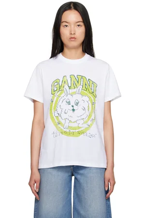 Ganni White Relaxed Bunny T-Shirt