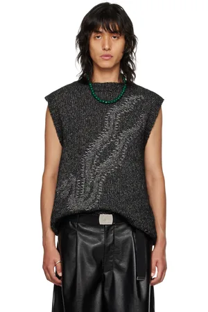 LU’U DAN Black & Gray Intarsia Vest