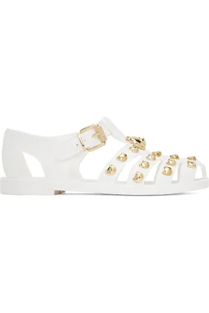 Moschino White Teddy Stud Jelly Sandals