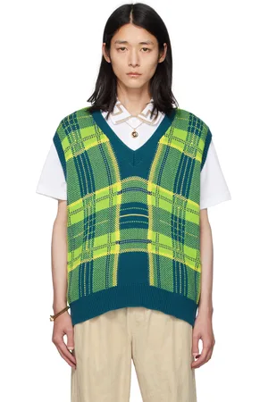 VERSACE Blue & Green Check Vest