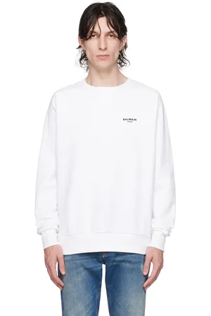 Balmain White Flocked Sweatshirt