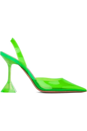 Amina Muaddi Green Holli Glass Sling Heels