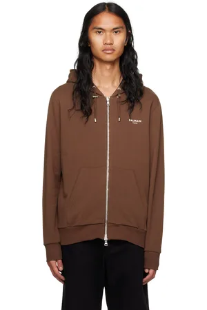 Balmain Brown Flocked Hoodie