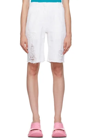 Givenchy White Destroyed Denim Shorts