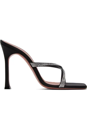 Amina Muaddi Adriana Crystal Slipper Heeled Sandals
