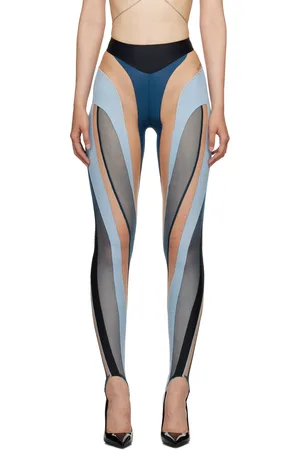 MUGLER Black & Blue Spiral Leggings
