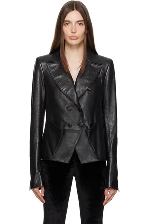 Tom Ford Black Double-Breasted Leather Jacket
